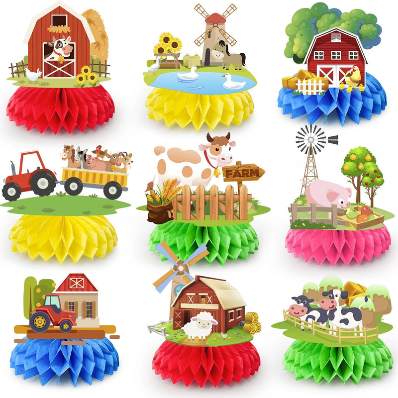 9 Pieces Farm Animals Honeycomb Centerpieces Farm Party Decorations… - Vastura Ag