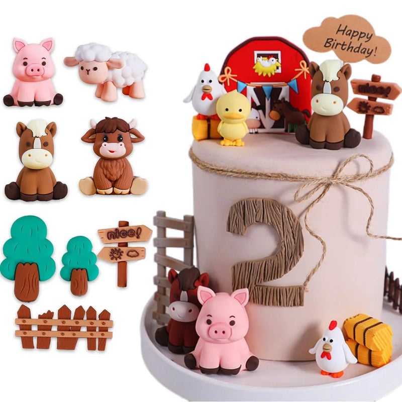 Farm Animal Cake Toppers Barnyard Themed Cake Decor Mini Sheep Horse… - Vastura Ag
