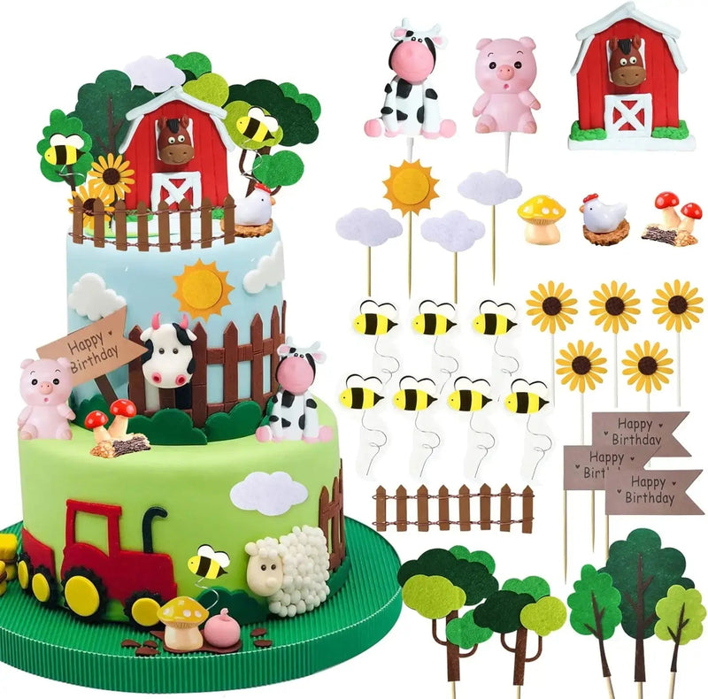 Farm Animal Cow Cake Topper Decorations for Farm Animal Theme… - Vastura Ag