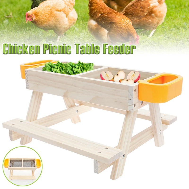 Mangeoire de table de pique-nique pour poulet, en bois, pour volailles, décoration de table…