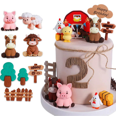 Farm Animal Cake Toppers Barnyard Themed Cake Decor Mini Sheep Horse… - Vastura Ag