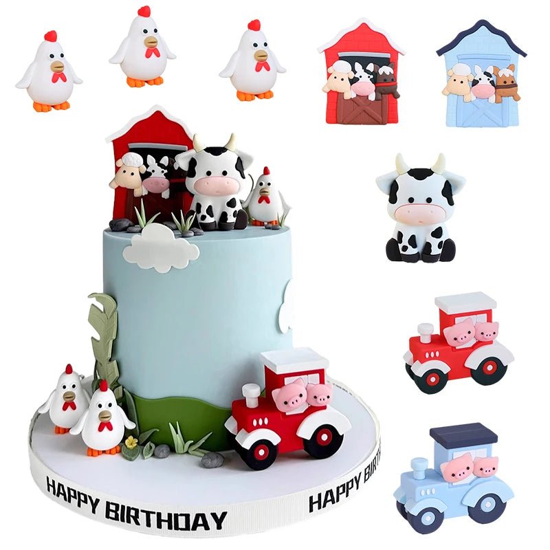 Farm Theme Birthday Party Cake Decoration Cow Animals Cake Topper… - Vastura Ag
