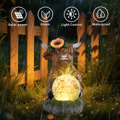 Highland Cattle Solar Lamp Yak Outdoor Garden Courtyard Decoration - Vastura Ag