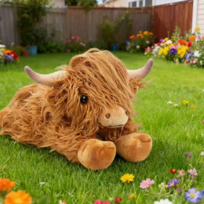Long - Haired Highland Cow Lifelike Scottish Highland Cattle Plush Toy… - Vastura Ag